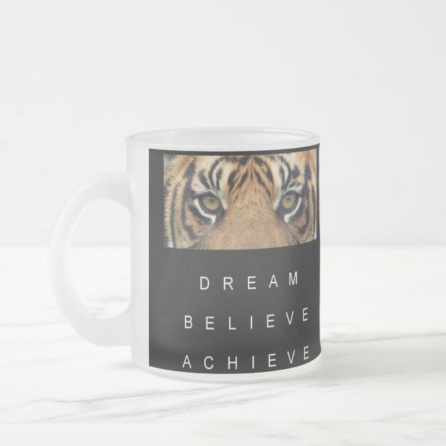 Taza De Cristal Esmerilado Dream Believe Lograr una cita motivacional moderna (Izquierda)