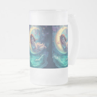 Taza De Cristal Esmerilado Dreamy Moon Girl Mug Design | Cute Baby Moon Art |