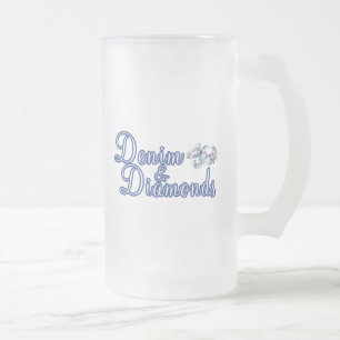 Taza De Cristal Esmerilado Dril de algodón y diamantes rústicos, atractivo