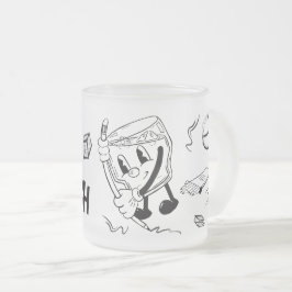 Taza De Cristal Esmerilado Drink & Sketch (black and white)
