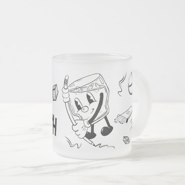 Taza De Cristal Esmerilado Drink & Sketch (black and white) (Anverso derecho)