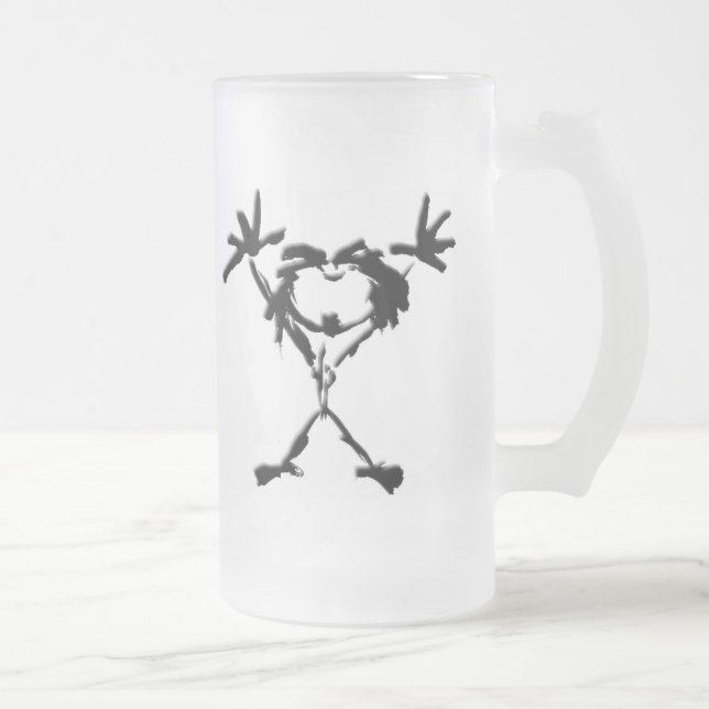 Taza De Cristal Esmerilado drio stickman (Derecha)