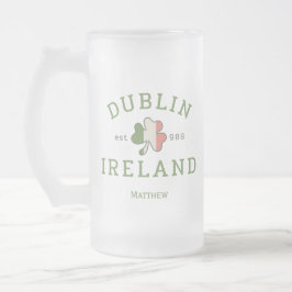 Taza De Cristal Esmerilado Dublin Ireland Est. Día de San Patricio 988
