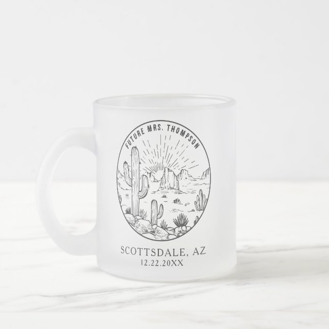 Taza De Cristal Esmerilado Ducha de novia regalo personalizado elegante (Izquierda)
