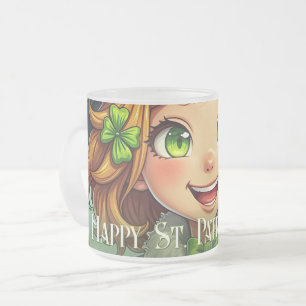 Taza De Cristal Esmerilado Duende Alegre - Día de San Patricio Suerte