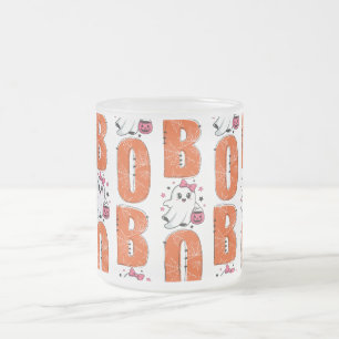 Taza De Cristal Esmerilado Dulce diseño de Halloween del fantasma Kawaii “Boo