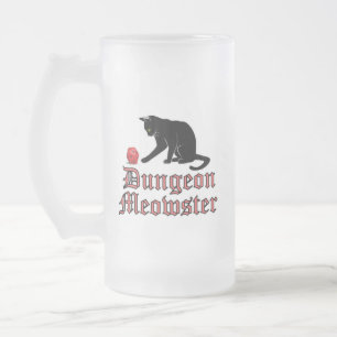 Taza De Cristal Esmerilado Dungeon Meowster Funny RPG Cat con dados