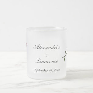 Taza De Cristal Esmerilado "Dúo Rosa de estampado largo rosado" con nombres y