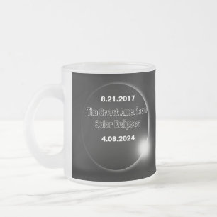 Taza De Cristal Esmerilado Eclipse solar con doble fecha 2024 & 2017