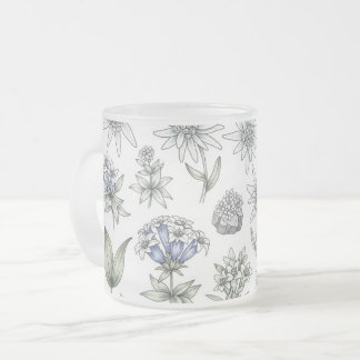 Taza De Cristal Esmerilado Edelweiss and Gentian Flower Mug
