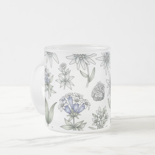 Taza De Cristal Esmerilado Edelweiss and Gentian Flower Mug (Anverso izquierdo)