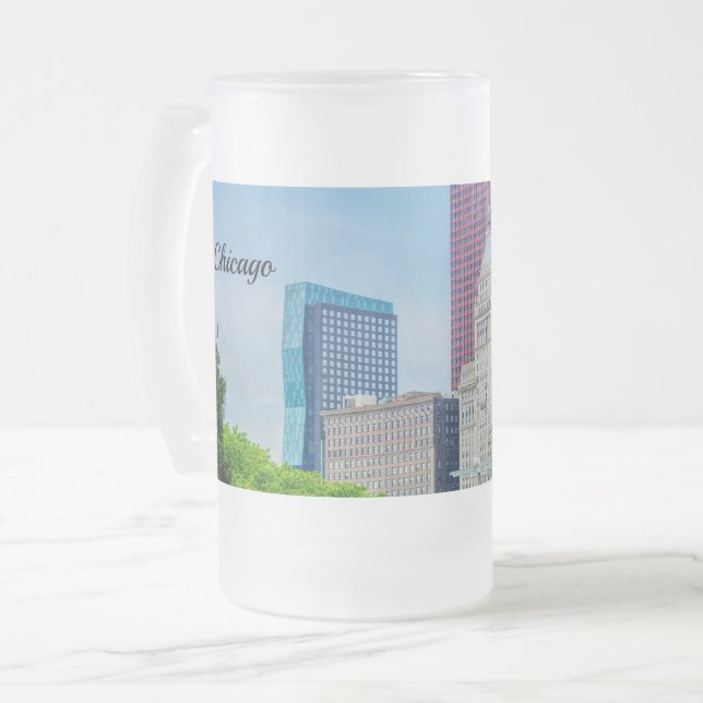Taza De Cristal Esmerilado Edificios En Chicago Frosted Glass Beer Mug (Anverso izquierdo)