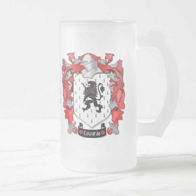 Taza De Cristal Esmerilado Edwards Family Crest - Gales-Canadá (Derecha)