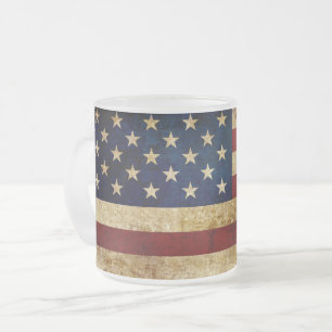 Taza De Cristal Esmerilado EE. UU. / bandera grunged