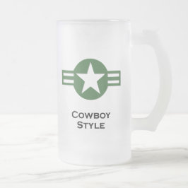 Taza De Cristal Esmerilado EEUU Estilo Cowboy Green