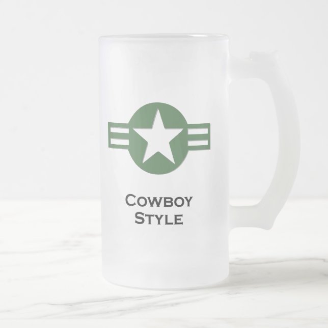 Taza De Cristal Esmerilado EEUU Estilo Cowboy Green (Derecha)