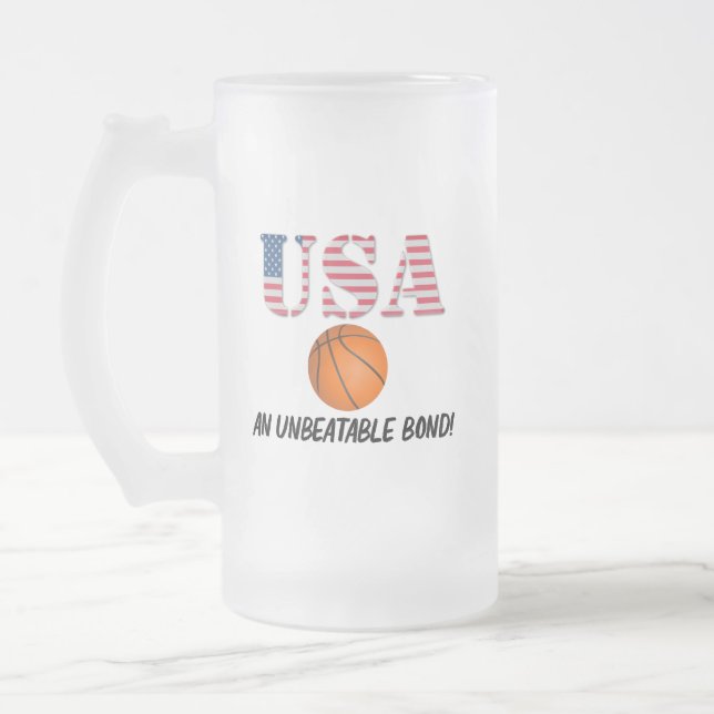 Taza De Cristal Esmerilado EEUU y baloncesto - ¡Bono insuperable! (Izquierda)