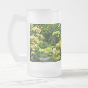 Taza De Cristal Esmerilado Efecto de pintura de jardín japonés paisaje