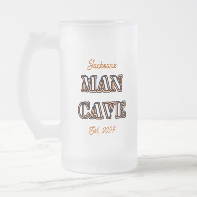 Taza De Cristal Esmerilado Efecto de texto quemado en la cueva del hombre Vid (Izquierda)