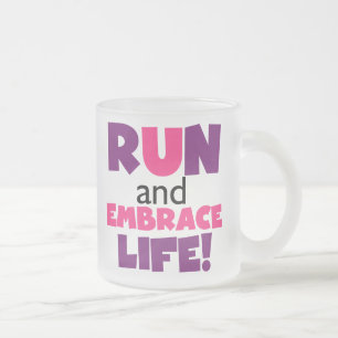 Taza De Cristal Esmerilado Ejecutar Embrace Life Purple Pink