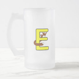Taza De Cristal Esmerilado Ekorrsejdel Bokstav E Högerhand