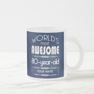 Taza De Cristal Esmerilado El 80º mundo de cumpleaños es el mejor azul oscu