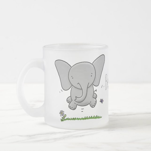 Taza De Cristal Esmerilado El adorable y adorable ilustracion de elefantes be (Izquierda)