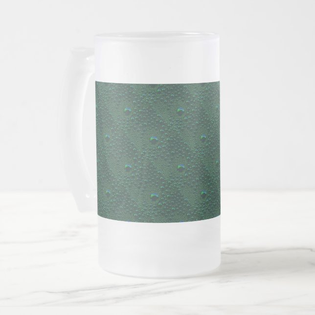 Taza De Cristal Esmerilado El agua cae sobre el Metalizado verde (Anverso izquierdo)