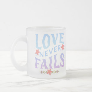 TAZA DE CRISTAL ESMERILADO EL AMOR NUNCA FALLA