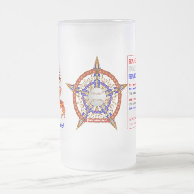 Taza De Cristal Esmerilado El béisbol 2 AÑADE la opinión de la Nombre-Foto (Centro)