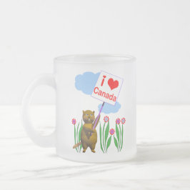 Taza De Cristal Esmerilado El castor canadiense ama a Canadá