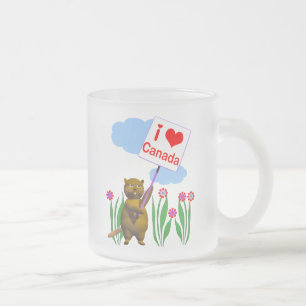 Taza De Cristal Esmerilado El castor canadiense ama Canadá