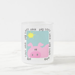 Taza De Cristal Esmerilado El cerdo dice Oink las camisetas y los regalos