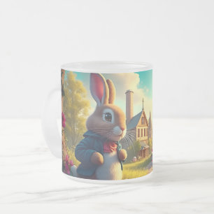 Taza De Cristal Esmerilado El conejo de Pascua en una misión secreta