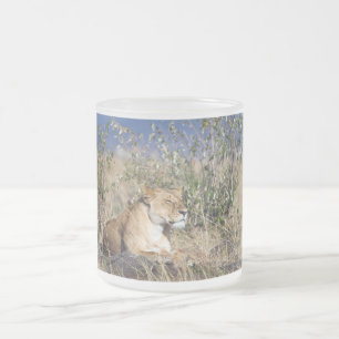 Taza De Cristal Esmerilado El descanso de la leona