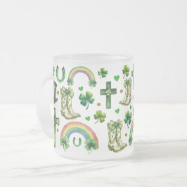Taza De Cristal Esmerilado El Día de San Patricio, Shamrock Clover - Afortuna