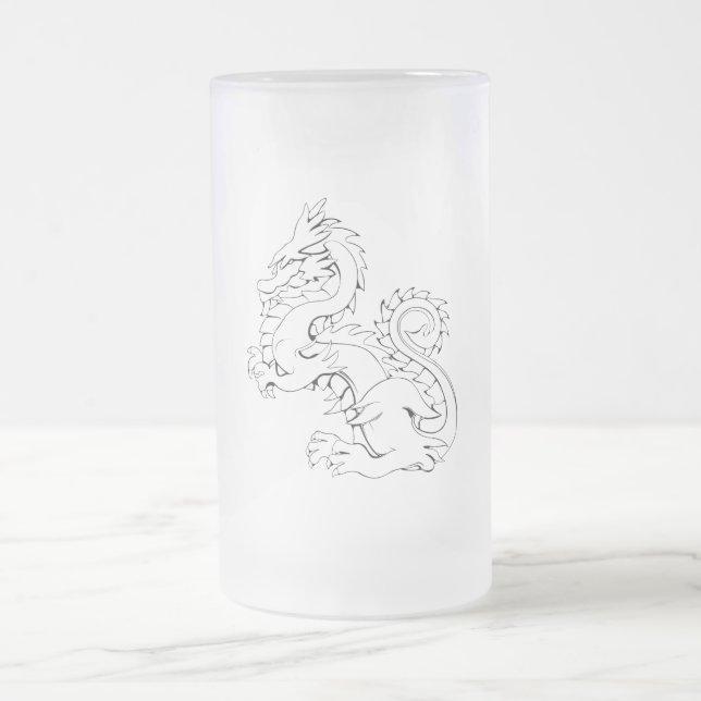 Taza De Cristal Esmerilado El Dragón Asiático De Tatsu Es Una Criatura Mítica (Centro)