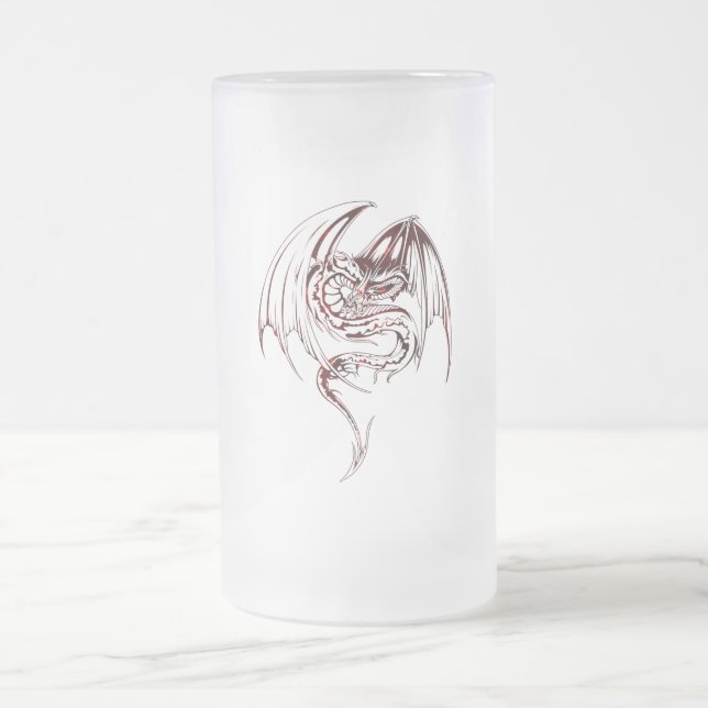 Taza De Cristal Esmerilado El Dragón Wyvern Son Criaturas Míticas Fantasías (Centro)