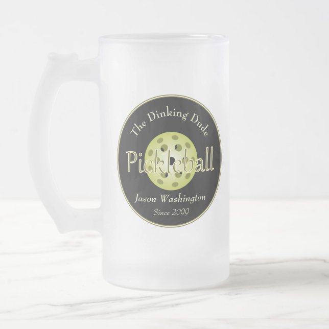 Taza De Cristal Esmerilado El Dúo de la Patada o la Pelota de Pickleball (Izquierda)