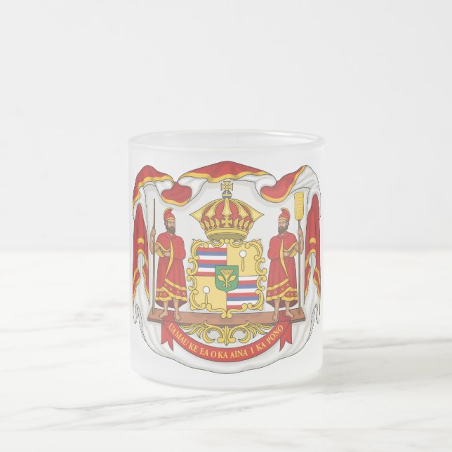 Taza De Cristal Esmerilado El escudo de armas real del Reino de Hawaii (Centro)
