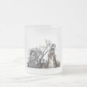 Taza De Cristal Esmerilado El esqueleto y la novia del cadáver.