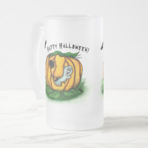 Taza De Cristal Esmerilado El fantasma de Halloween , Bat , Ghost y Spider