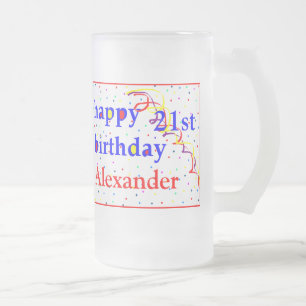 Taza De Cristal Esmerilado El feliz cumpleaños 21ro personaliza
