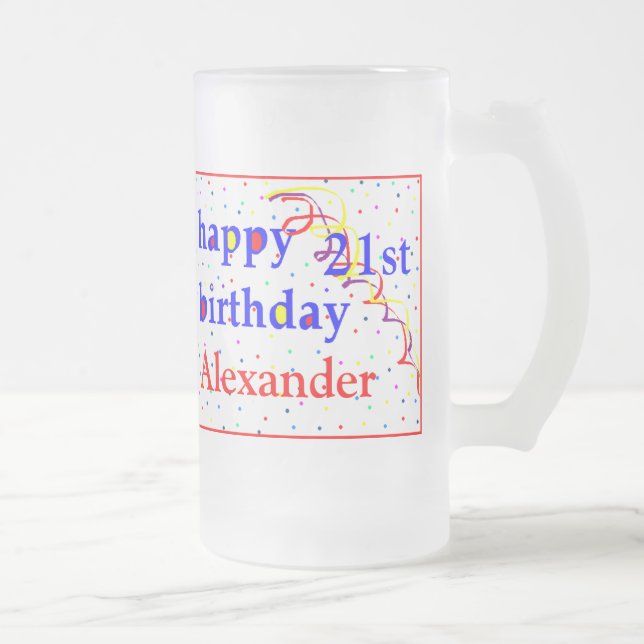 Taza De Cristal Esmerilado El feliz cumpleaños 21ro personaliza (Derecha)
