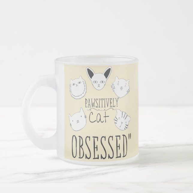 Taza De Cristal Esmerilado El "gato patéticamente obsesionado" (Izquierda)