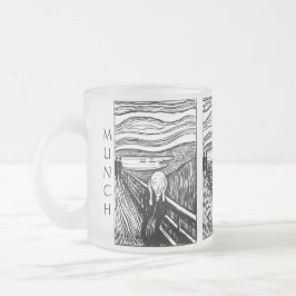 Taza De Cristal Esmerilado El Grito de Munch – Litografía de Línea Negra