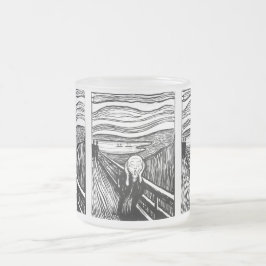 Taza De Cristal Esmerilado El Grito de Munch – Litografía de Línea Negra