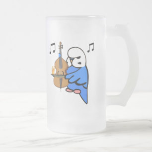 Taza De Cristal Esmerilado El inglés Budgie toca el violoncelo bajo