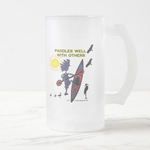 Taza De Cristal Esmerilado El kajak bate bien con otros II