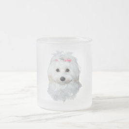 Taza De Cristal Esmerilado El maltés de la elegancia fluffy de la belleza